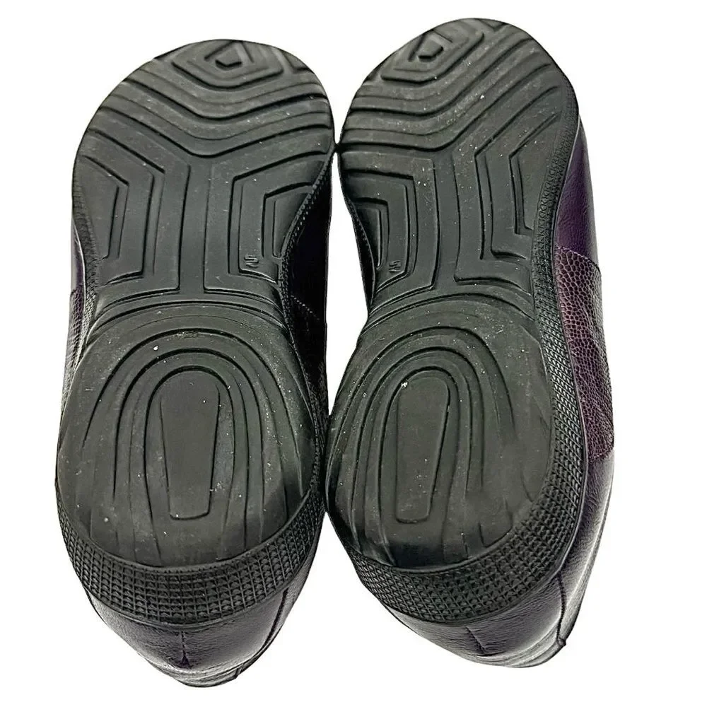 Belvedere Bene Ostrich Leg Leather Sneakers Eggplant Purple Men’s 8